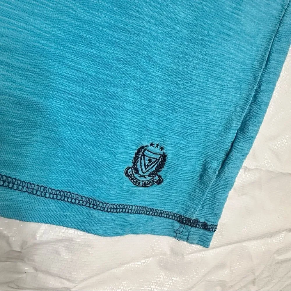 Guess Turquoise burn out Short Sleeve Henley T-shirt Size Large - Picture 8 of 12